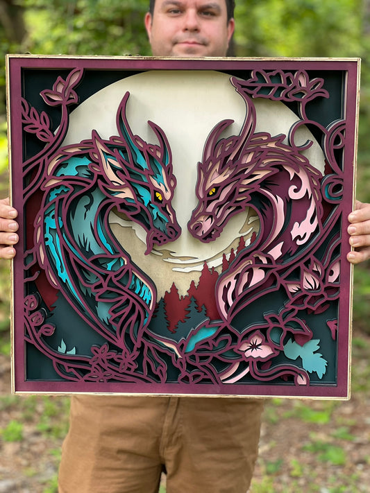 Dragons in Love Laser Art